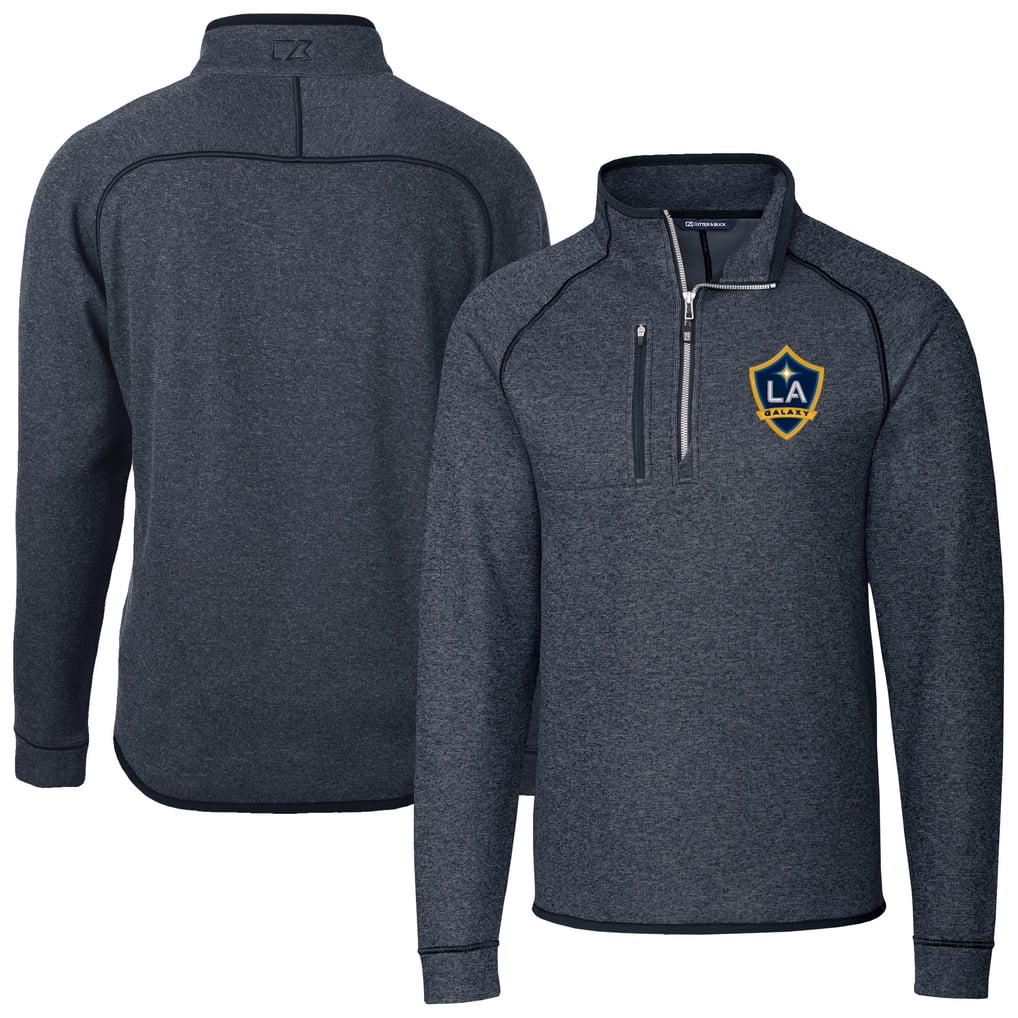  LA Galaxy Cutter & Buck Big & Tall Mainsail Sweater-Knit Half-Zip Pullover Top - Heather Navy